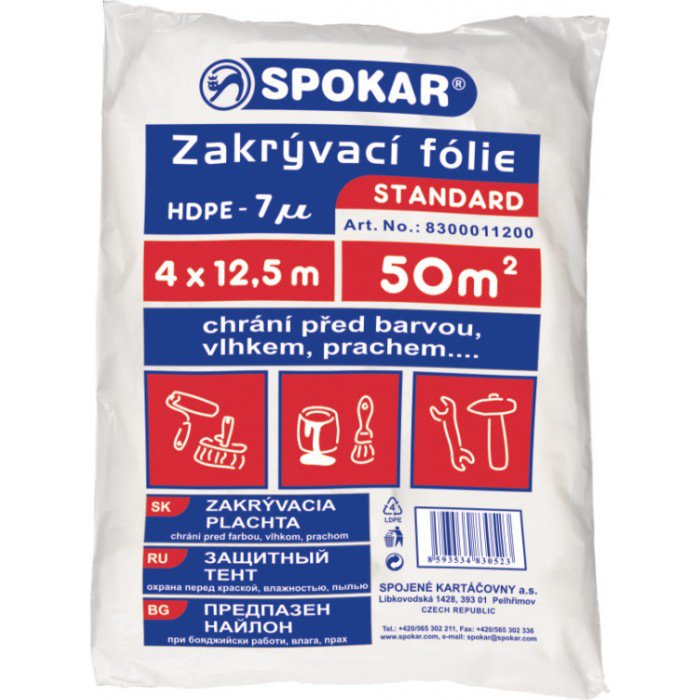 Spokar zakrývací fólie standard 4x12,5 m.